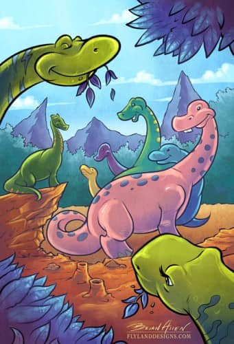 Dinosaur illustration for children's book