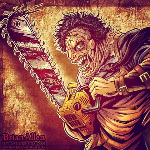 Here's something I created recently in Manga Studio for a client who created a documentary about the history of Horror and Metal.  SO MUCH FUN. #leatherface #horror #texaschainsaw #mangastudio #photoshop #illustration #tshirt #art #instaart #instaartist #picoftheday #igdaily #followme