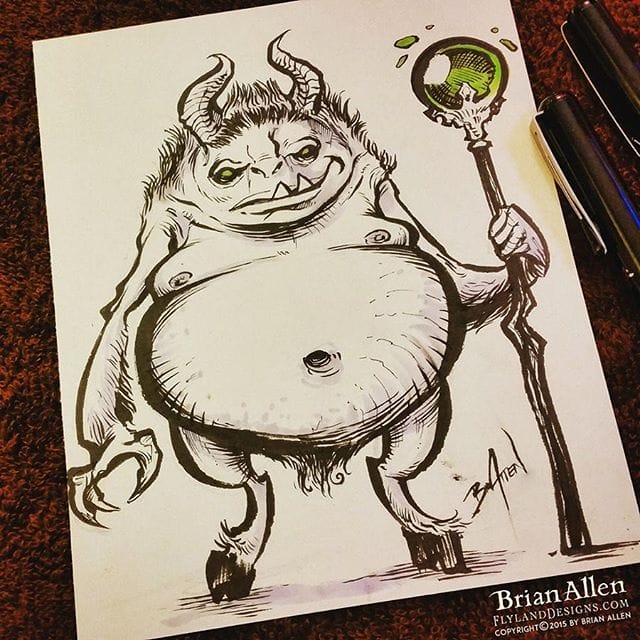 Happy #Inktober and #Drawlloween !  This is a drawing of one of the most feared and mysterious #demons in the darkest depths of the underworld.  His friends call him Frank.#inktober #Drawlloween #demon #ink #sketch #brush #blackandwhite #art #instaartist #brianallen