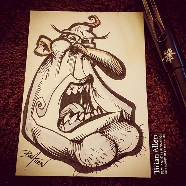 #Inktober 14th's drawing seems to be a bit inspired by John Kricfalusi (Ren and Stimpy) - such an amazing artist.#inktober #ink #sketch #clown #brush #blackandwhite #art #instaartist #brianallen