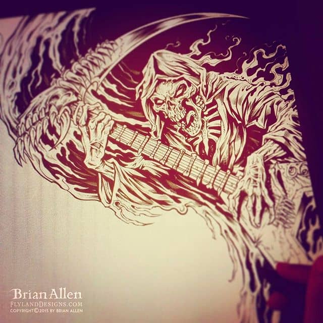 Inking an album cover in Clip Studio Paint on my spoiled-brat Wacom 24HD - really excited about this design, it's going to have a subtle yin and yang element to it.⠀#art #illustration #albumcover #grimreaper #freelance #FlylandDesigns New Artwork From Instagram