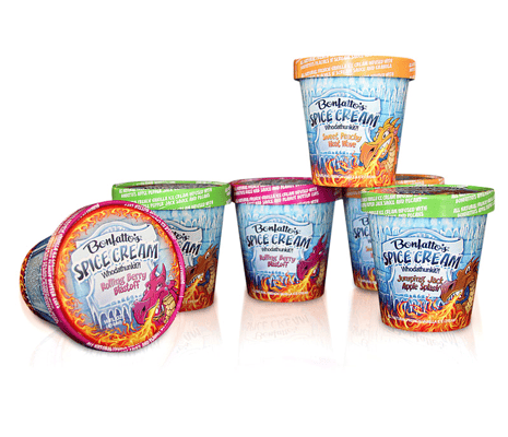 Packaging design illustration of dragons for an ice cream brand