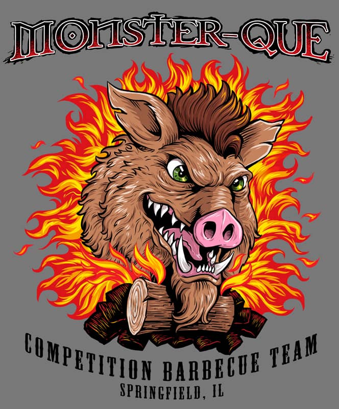 T-Shirt illustration of a warthog emerging from fire