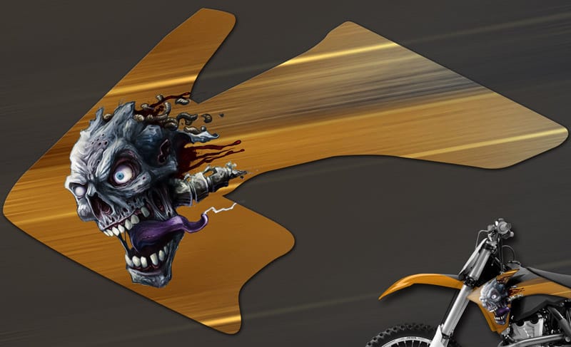 Zombie head digital painting for motocross dirtbike graphic