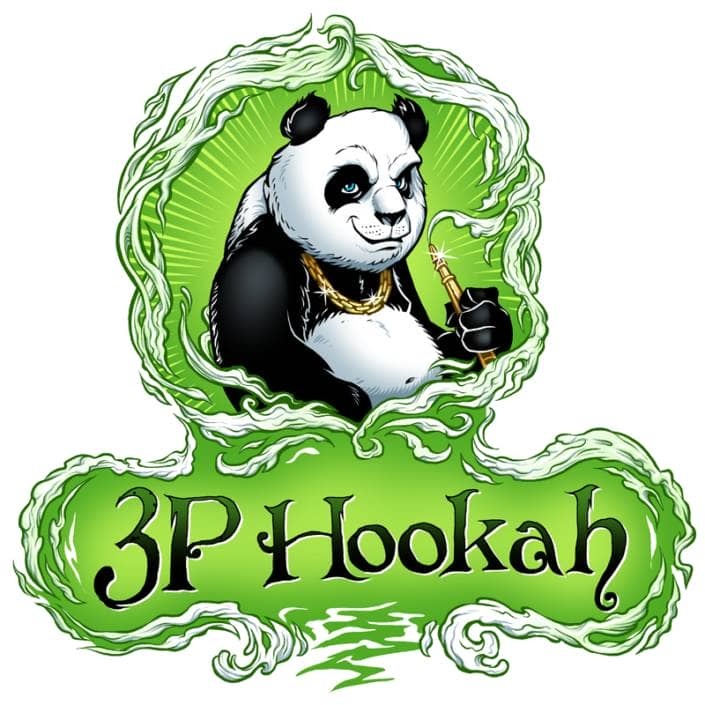 Logo design of a panda smoking a hookah