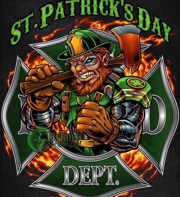 Cyborg Leprechaun fire-fighter I created for a St. Patrick’s day t-shirt template I illustrated for fire departments and t-shirt shops to license to celebrate their Irish Pride! Available for licensng if anyone's interested.I try to design one of these each year, and I had a lot of fun with this one, trying to approach it differently by making the Leprechaun into a cyborg.  From the future?  Only time will tell.#leprechaun #tshirtart  #stpatricks #firefighterart #firefighter #art #mangastudio #clipstudiopaint #illustration #tshirtdesign #freelance #hire