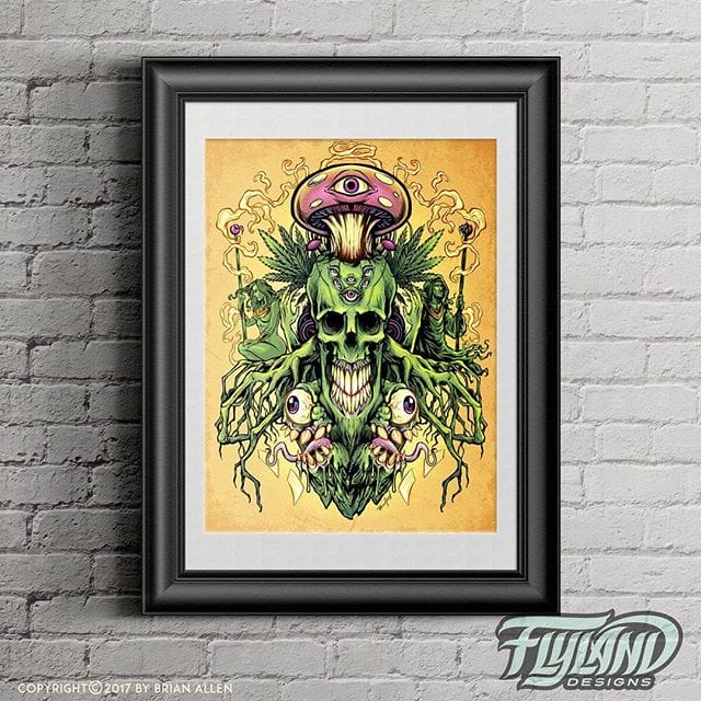 I've had a bunch of people ask for this new design I created on a print (thank you!) so I just ordered a series and put it up in my shop. Thanks for all the positive support - very happy with the piece, definitely a direction I want to explore more. #cannabisart #420art #skullart #mangastudio #clipstudiopaint #illustration #ipadproart #artprint