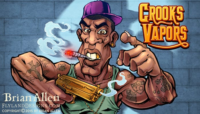 Criminal Character Art for Vaping Label Design