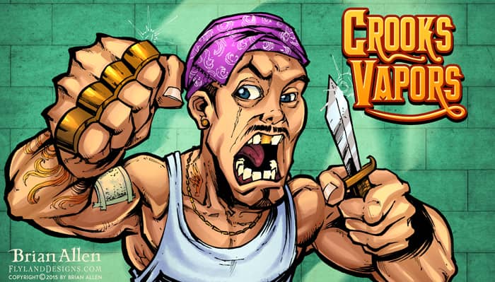 Criminal Character Art for Vaping Label Design