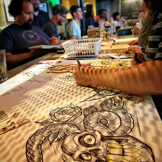 I’m really happy to report that our first #DrinkandDraw in State College for local artists was a success! We had 20 artists emerge from their caves and socialize, draw, and drink! Thank you everyone who came out and helped promote the event. We’re excited about making this a regular thing, and expanding it. #champssportsgrill #drinkanddrawsc #localartists #statecollegepa