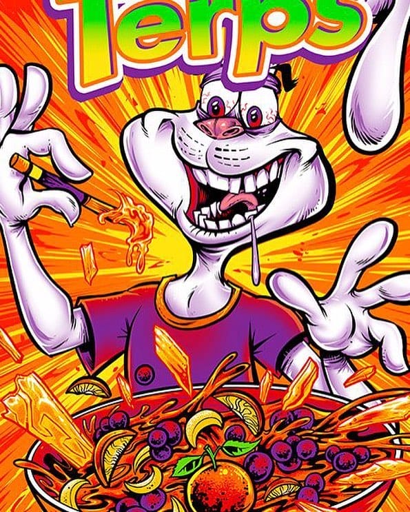 OK - here's something a little weird.  Silly #Trix parody I illustrated last year of our favorite cereal-obsessed rabbit enjoying a bowl of #shatter , designed for a limited color #silkscreen shirt, separated using halftones. #art #mangastudio #clipstudiopaint #illustration #tshirtdesign #freelanceartist #marijuanaart