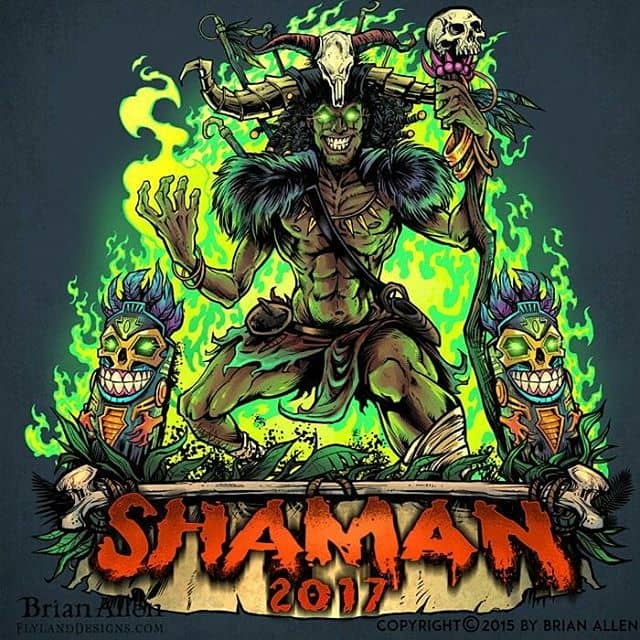 #Witchdoctor #Shaman #character I created for a team #logo - any suggestions on the coloring? I'm not sure if the green fire works.Illustrated by Brian Allen, https://www.flylanddesigns.com/#tshirt #mangastudio #photoshop #illustration #art #instaart #instaartist