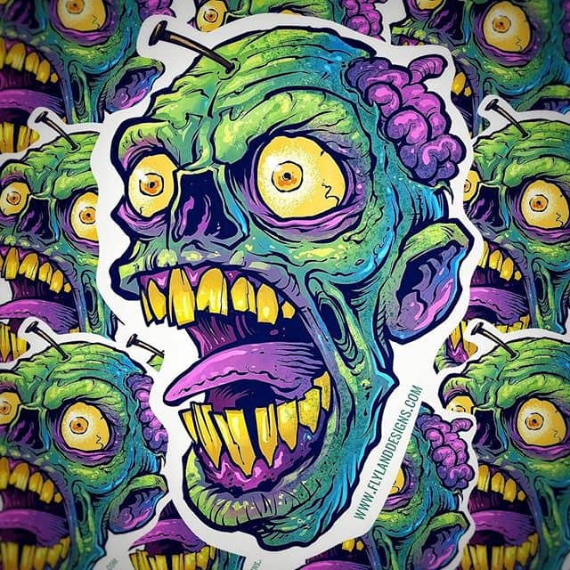 New stickers! If you want your order by Christmas, tomorrow is the last day I can guarantee shipping to arrive in time. Zombie head 4” vinyl stickers - grab them in my Shop flylanddesigns.com/shop/....#zombie #vinylart #vinylcollector #stickerslap #stickerart #diecutsticker