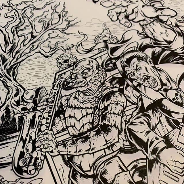 I've been working on something really exciting that I'll be sharing this week - it's the most detailed andn time-consuming illustration I've ever attempted - more to come!#monsterbash #TPF2019 #pinballart #pinballartwork #pinball #pinballmachine #playfield #backglass