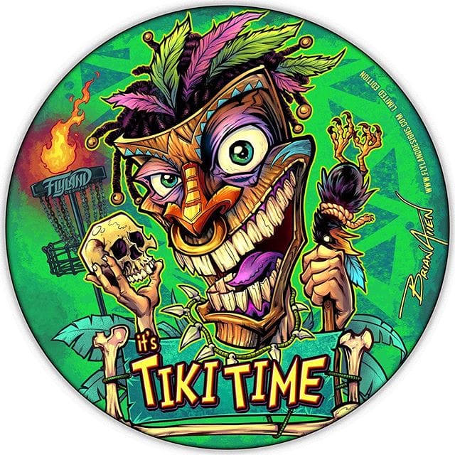 I've been making a new Foil Disc Golf Disc each month • Here's June's: "It's Tiki Time" - I've got 20 left out of 50. All signed and numbered. Full foil, Discraft Buzzz discs. They just came in from Discraft yesterday - haven't had a chance to photograph the actual foil disc yet, but I'm really pleased with how they came out.•Grab one here: https://www.flylanddesigns.com/custom-illustrated-disc-golf-disc/#tikiart #tikibar #beachart #tikitotem #surfart #tikiartist #beach#discgolf #frisbeegolf #discraftdiscs #teamdiscraft #detroitdisccompany #disc