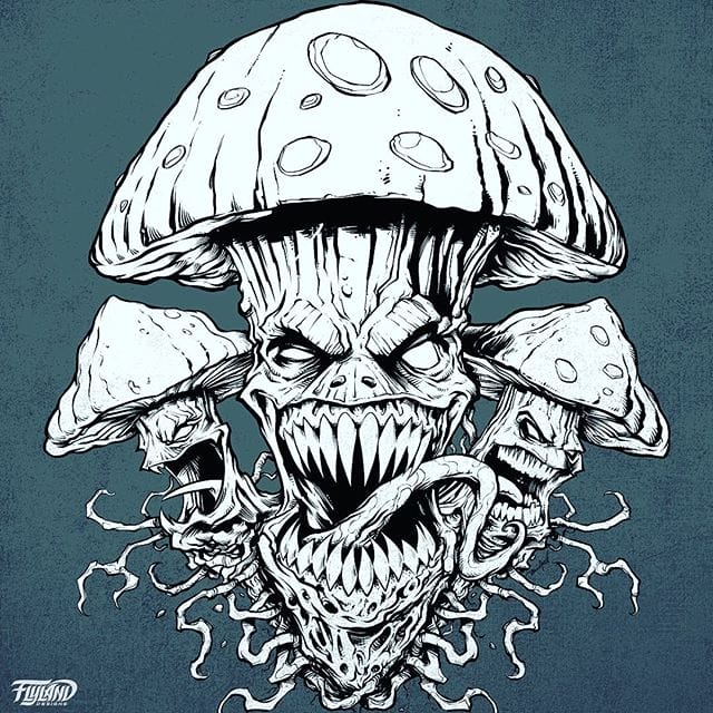 Evil mushrooms ink drawing I created a while back. Always been one of my favorites. Dusting it off to print on a collector's disc golf disc this month.#inkart #inkdrawing #psychedelicart #meditation #trippyart #cannabisart #mushroomart #marijuanaartist #cannabiscommunity #discgolf