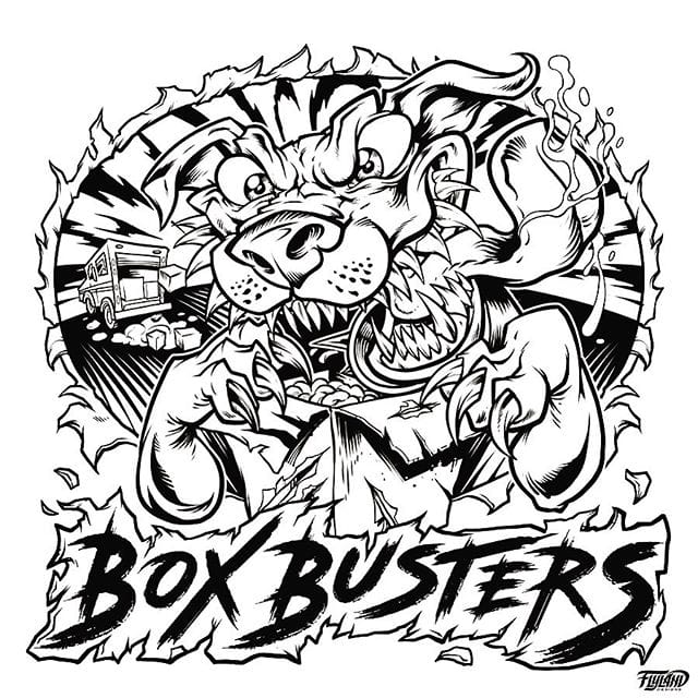 Line art for a really fun logo I worked on a while back for a cool delivery service called Box Busters! Drawn in Clip Studio Paint with a Wacom Cintiq Pro.#mascotdesign #psychedelicart #marijuanalogo #cannabisart #marijuanaartist #cannabiscommunity