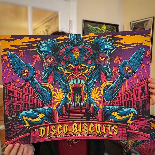 Here's my new The Disco Biscuits silk screen gig poster for their Syracuse NY show. Will this ominous alien temple bring destruction or salvation?Signed and NumberedLiimted Edition of 25 - also available in foil.#campbisco #thediscobiscuits #musicfestival #bandmerch #bandtshirtart #gigposter