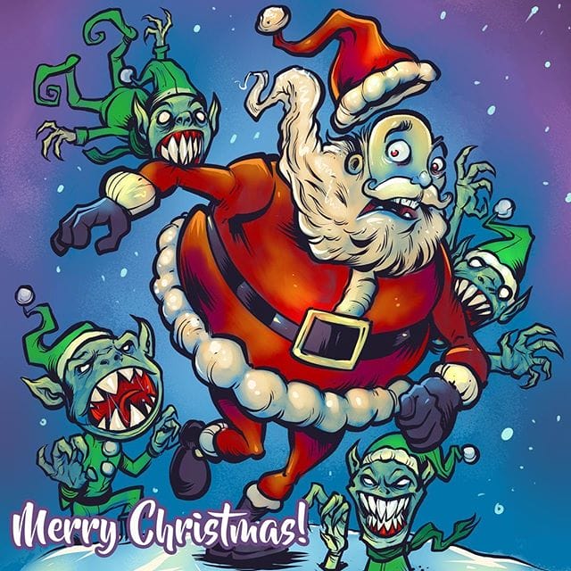 Merry Christmas and Happy Holidays from Lesha and I at FlyLand Designs! Going to take a few days off to spend with my family and recharge. I'm grateful for all the positive support I've receive throughout this absolteuly batshit year!#christmasart #ipadproart #santaart #mangastudio #clipstudiopaint #illustration #hireanillustrator #freelanceartist #wacomcintiq