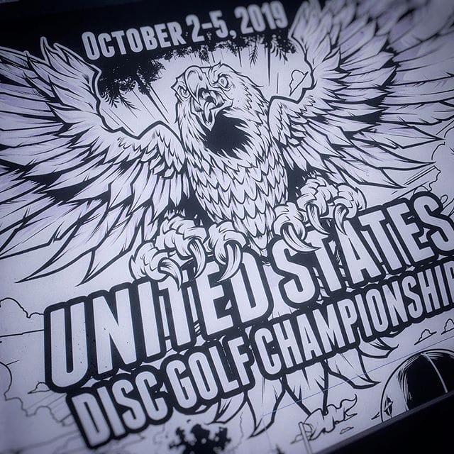 I got the opportunity to design the official poster for the United States Disc Golf Championship back in October this year!Here's a shot of the inking a reimagining of their eagle on the top part of the poster in Clip Studio Paint.#usdgc #usdgc2019 #discgolf #frisbeegolf #discraftdiscs #teamdiscraft #discraft #disc