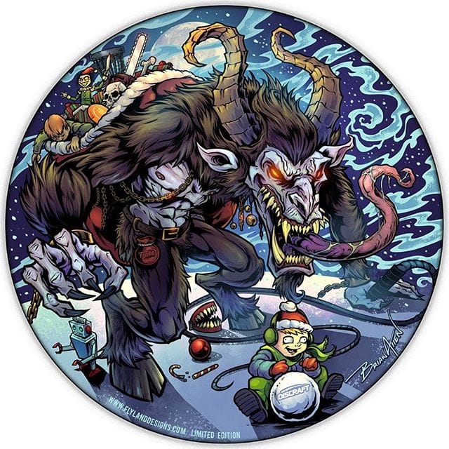 Here's the new Krampus Disc Golf Disc I'll be shipping this month. Taking PREORDERS now! Discraft is printing them now - only about 20 left. Thank you everyone for the HUGE positive reaciton to this one!I added some Disc Golf elements (check Krampus' bag!)• Limited Edtion of 50• Metallic Foil• Discraft Buzzz• Signed and numberedGrab one here:https://www.flylanddesigns.com/custom-illustrated-disc-golf-disc/#krampus #krampusart #discgolf #frisbeegolf #discraftdiscs #teamdiscraft #discraft #disc