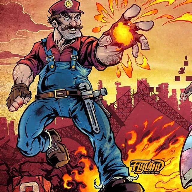 Mad Mario! Mario character redesign I created for a line of trading cards reimaging the charcters in a twisted distopian future.#mario #supermario #mariofanart #bowser #nintendofanart #mascot #characterdesign #characterdesigner #conceptartist #mascotdesign #characterart