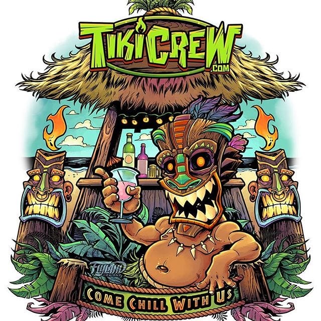 Tiki Bar illustration I created a while back. Let me know if you can use this image - it's available for licensing.TikiCrew is a beach brand that I've been slowly building.#tikiart #tikibar #beachart #tikitotem #surfart #tikiartist #beach