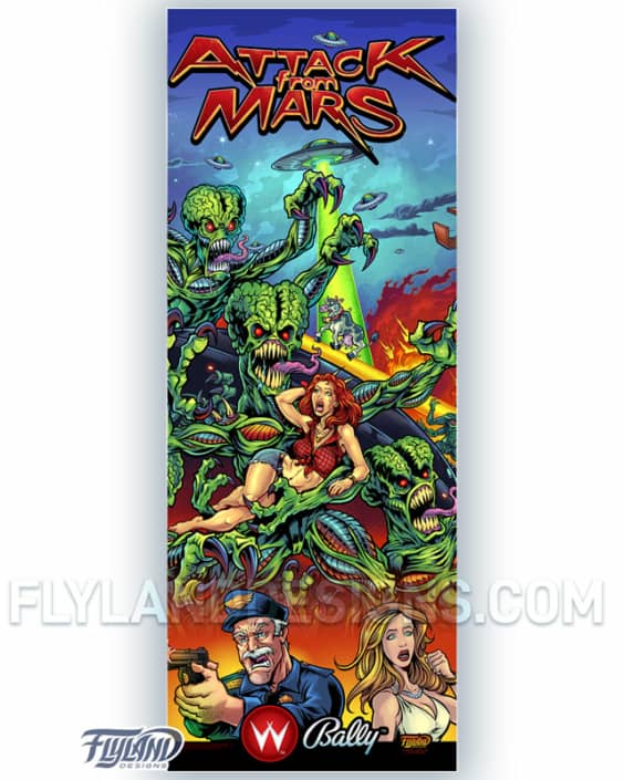 24"x63" Vertical Pinball Banner with artwork by Brian Allen