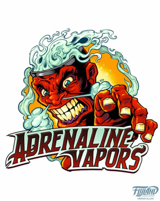 Mascot and logo design of a big angry face for packaging design I created for the vaping eJuice brand, Adrenaline Vapors.  My client contacted me with only  the name of their business established, , and wanted an identifiable mascot and logo that could be