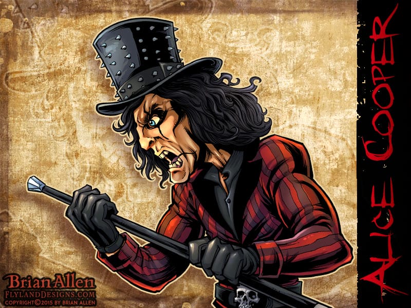 Caricature illustration of Heavy Metal Icon Alice Cooper