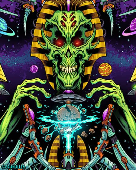 Alien Pharoah in space Illustrat