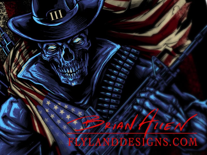 American Patriot Skull T-Shirt Design