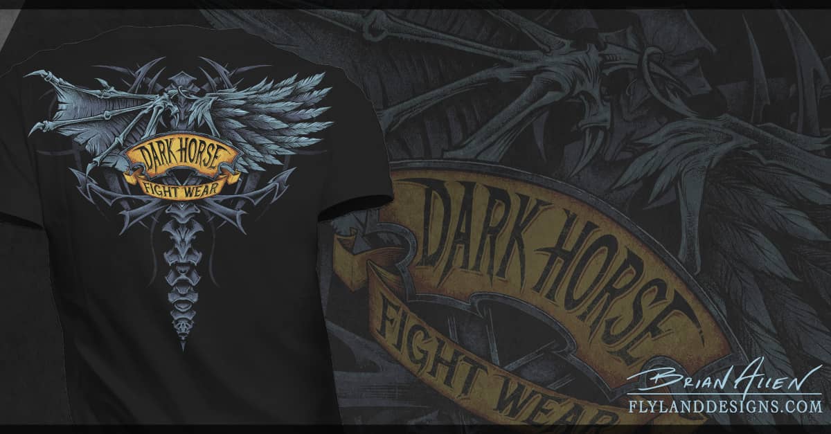 T-Shirt illustration of demon and angel wings for MMA apparel company