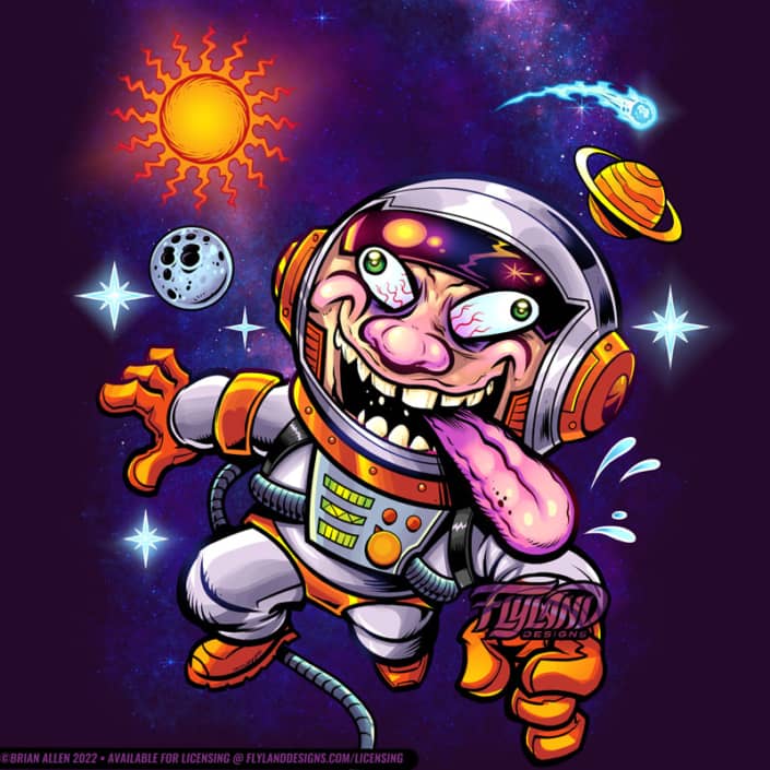 Illustrated Crazy Astronaut In S