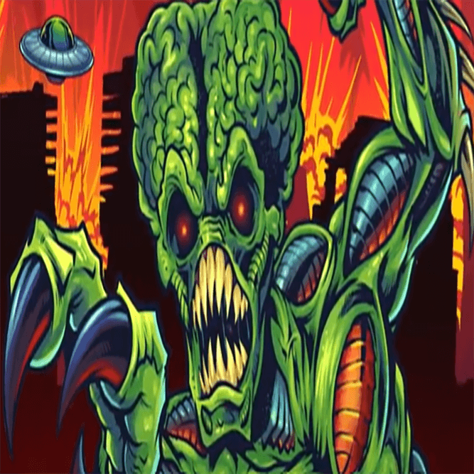 Snippet of the artwork in the Attack From Mars decals.