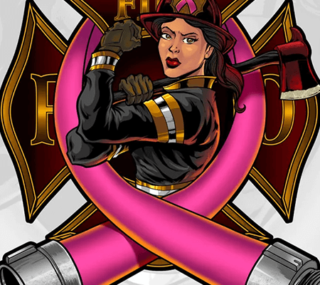 Female Firefighter against breast cancer