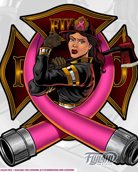 Female Firefighter against breast cancer