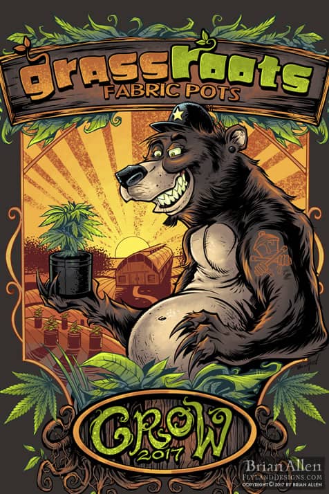 hipster bear with hat and tattoo