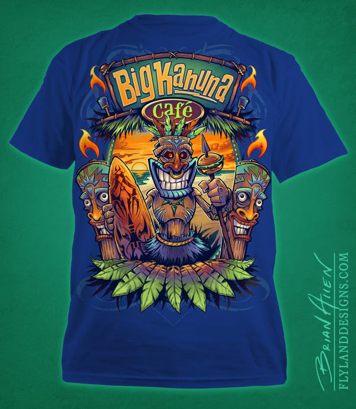 Tiki man on beach T-Shirt design for restuarant