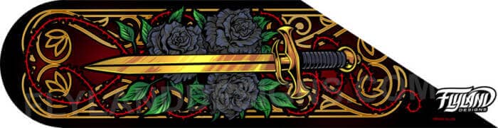 Hinge Decals for the pirate-themed pinball game Black Rose drawn by artist Brian Allen