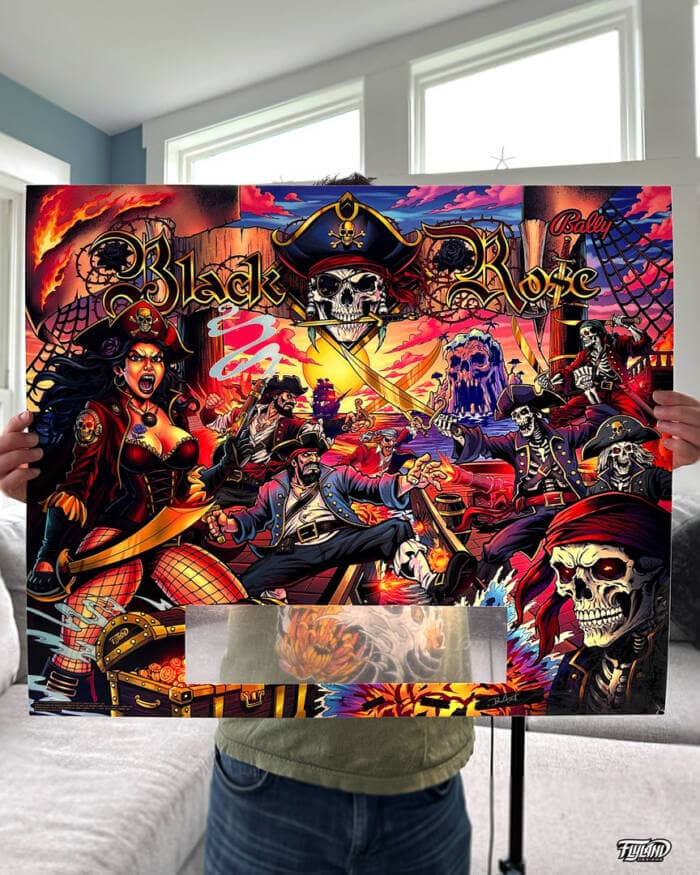 Alternate Tranlsite for the pirate-themed pinball game Black Rose drawn by artist Brian Allen