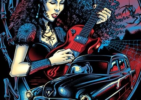 female guitarist black widow dar