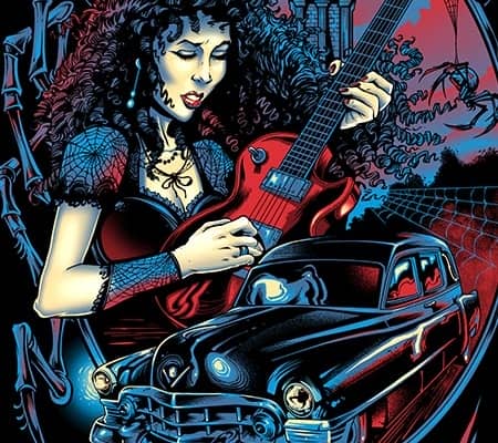 female guitarist black widow dar