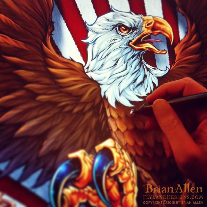 Patriotic Eagle illustration for dye-sublimated wrestling singlets.