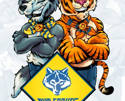 I was thrilled recently to work with Boy Scouts of America illustrating their Bear, Wolf, and Tiger mascots for a catalog that went out to all troops nationwide.  We created illustrations that blended real studio photos of kids in Boy Scouts gear, and draw