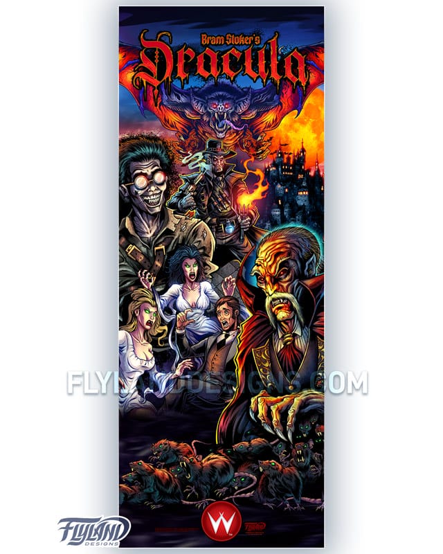 24"x63" Vertical Pinball Banner with artwork by Brian Allen