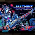 Alternate Translite and Backglass of the popular pinball game The Machine: Bride of Pinbot drawn by artist Brian Allen showing a female robot in space