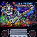 Alternate Translite and Backglass of the popular pinball game The Machine: Bride of Pinbot drawn by artist Brian Allen showing a female robot in space