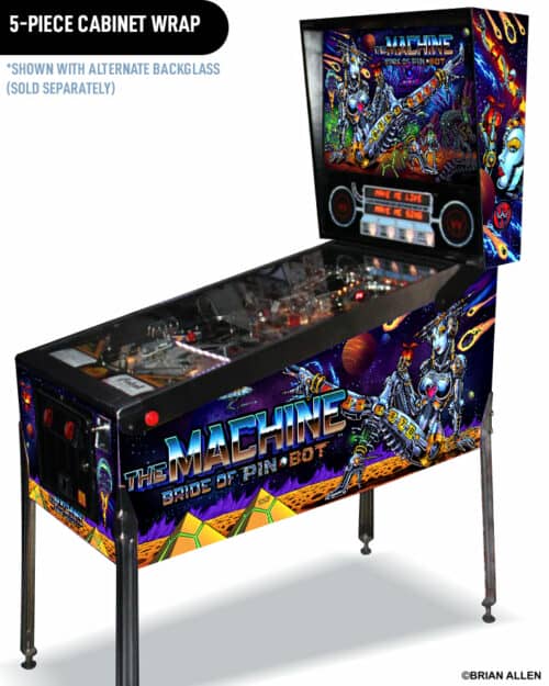 Alternate Translite and Backglass of the popular pinball game The Machine: Bride of Pinbot drawn by artist Brian Allen showing a female robot in space