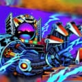 Side Blade artwork created for Bride of Pinbot Pinball machines by Artist Brian Allen. Available as Translites, Acrylic Backglasses, Art Prints, Vinyl Banners, and Side Blade Decals